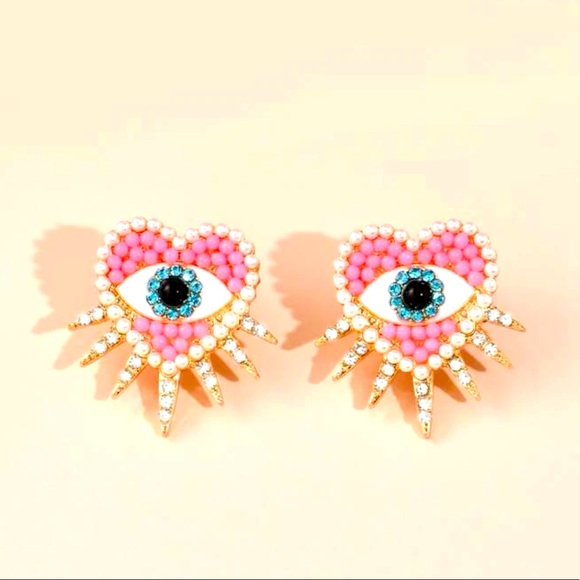 Jewelry - Mystical eye / evil eye style gold tone drop earrings